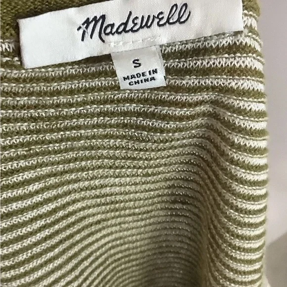 Madewell Sz S Vintage 70's Look Lightweight Knit Tee Green Cotton Linen Top - Picture 5 of 6